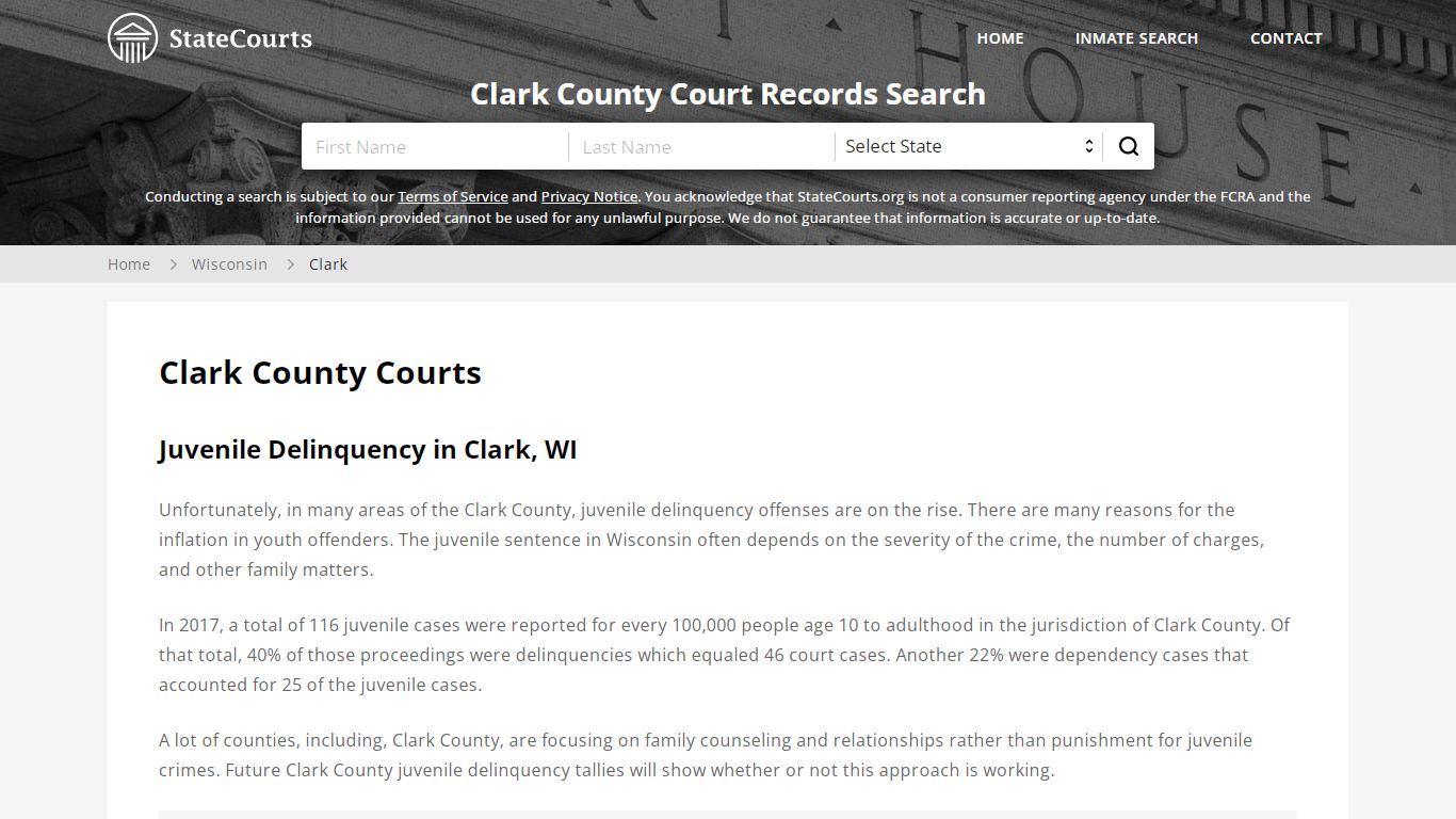 Clark County, WI Courts - Records & Cases - StateCourts